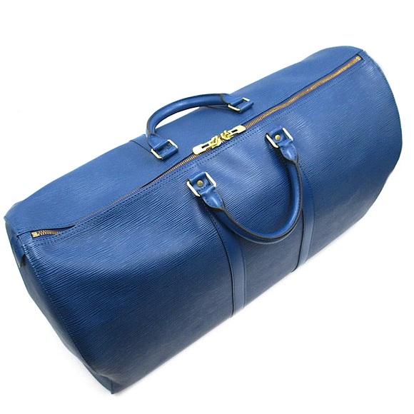 LOUIS VUITTON Blue Epi Leather Keepall 60 Boston Travel Duffel Bag SP0915 - Picture 6 of 15